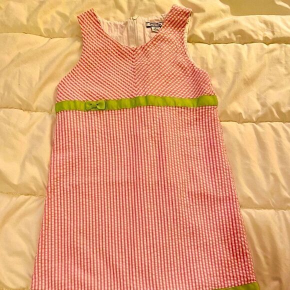 Hartstrings Pink Seersucker Girls Dress Sz 8 - Picture 1 of 7